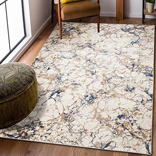 Carpeto Rugs Modern Teppich abstrakt Muster - Kurzflor, Weich und Glanz - Teppich für Wohnzimmer, Schlafzimmer, Esszimmer - ÖKO-TEX Wohnzimmerteppich - Beige Creme - 160 x 220 cm von Carpeto Rugs