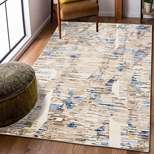 Carpeto Rugs Modern Teppich abstrakt Muster - Kurzflor, Weich und Glanz - Teppich für Wohnzimmer, Schlafzimmer, Esszimmer - ÖKO-TEX Wohnzimmerteppich - Beige 4-250 x 350 cm von Carpeto Rugs