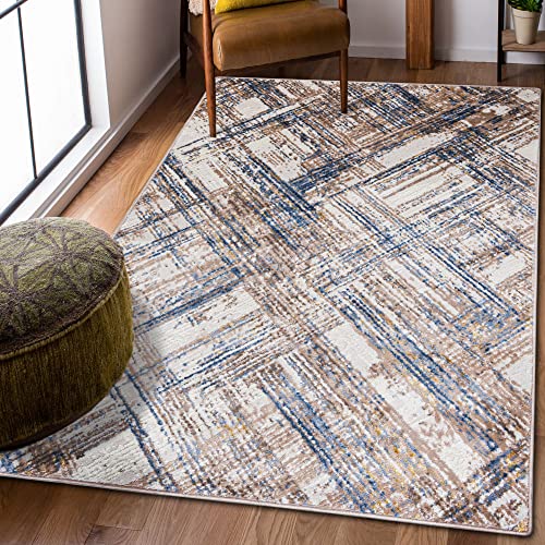 Carpeto Rugs Modern Teppich abstrakt Muster - Kurzflor, Weich und Glanz - Teppich für Wohnzimmer, Schlafzimmer, Esszimmer - ÖKO-TEX Wohnzimmerteppich - Beige 5-140 x 200 cm von Carpeto Rugs