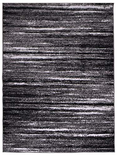 Carpeto Rugs Modern Teppich für Wohnzimmer Schlafzimmer Esszimmer - Designer Meliert Abstract Muster Kurzflorteppich Grau Schwarz 140 x 200 cm von Carpeto Rugs