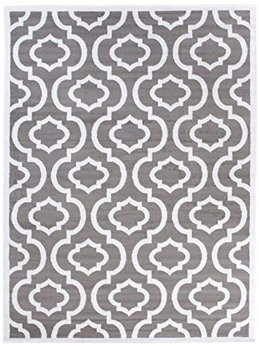 Carpeto Rugs Modern Teppich für Wohnzimmer Schlafzimmer Esszimmer - Marokkanisches Muster Kurzflorteppich - Grau 160 x 230 cm von Carpeto Rugs