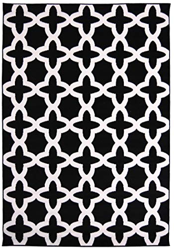 Carpeto Rugs Modern Teppich für Wohnzimmer Schlafzimmer Esszimmer - Marokkanisches Muster Kurzflorteppich - Schwarz Weiß 80 x 150 cm von Carpeto Rugs
