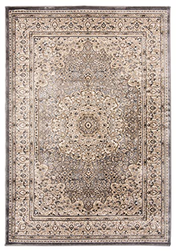 Mazovia Orientalischer Traditioneller Teppich mit Blumen - Weich Teppich für Wohnzimmer, Esszimmer - ÖKO-TEX Wohnzimmerteppich - Teppiche - Grau - 200 x 300 cm von Mazovia