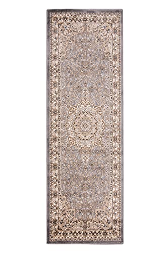 Carpeto Rugs Orientalischer Traditioneller Teppich mit Blumen - Kurzflor - Weich Teppich für Wohnzimmer, Schlafzimmer, Esszimmer - ÖKO-TEX Wohnzimmerteppich - Teppiche - Grau - 80 x 200 cm Carpeto Rugs Orientalischer Traditioneller Teppich mit Blumen - Kurzflor - Weich Teppich für Wohnzimmer, Schlafzimmer, Esszimmer - ÖKO-TEX Wohnzimmerteppich - Teppiche - Grau - 80 x 200 cm von Carpeto Rugs