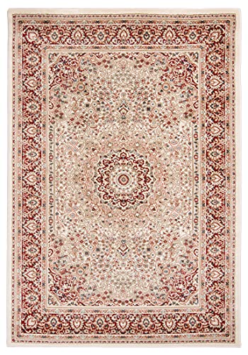 Carpeto Rugs Orientalischer Traditioneller Teppich mit Blumen - Kurzflor - Weich Teppich für Wohnzimmer, Schlafzimmer, Esszimmer - ÖKO-TEX Wohnzimmerteppich - Teppiche - Rot Creme - 100 x 150 cm von Carpeto Rugs