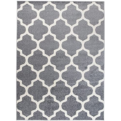 We Love Rugs - Carpeto Orientalisches Marokkanisches Teppich - Flor Modern Designer Muster - Wohnzimmer Schlafzimmer Esszimmer - Hell Grau Weiß - 100 x 300 cm von Carpeto Rugs