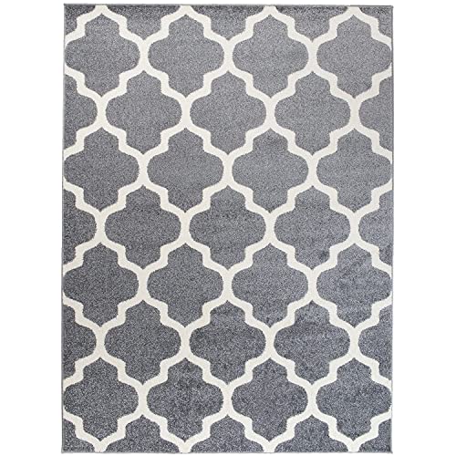 We Love Rugs - Carpeto Orientalisches Marokkanisches Teppich - Flor Modern Designer Muster - Wohnzimmer Schlafzimmer Esszimmer - Hell Grau Weiß - 300 x 400 cm von Carpeto Rugs