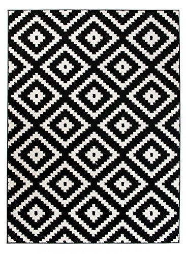 Carpeto Rugs Orientalisches Marokkanisches Teppich - Flor Modern Designer Muster - Wohnzimmer Schlafzimmer Esszimmer - Schwarz Weiß - 140 x 190 cm Carpeto Rugs Orientalisches Marokkanisches Teppich - Flor Modern Designer Muster - Wohnzimmer Schlafzimmer Esszimmer - Schwarz Weiß - 140 x 190 cm von Carpeto Rugs