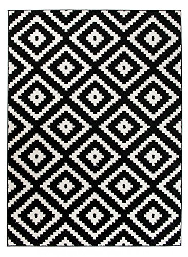 We Love Rugs - Carpeto Orientalisches Marokkanisches Teppich - Flor Modern Designer Muster - Wohnzimmer Schlafzimmer Esszimmer - Schwarz Weiß - 240 x 330 cm von Carpeto Rugs