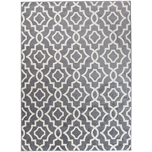 We Love Rugs - Carpeto Orientalisches Marokkanisches Teppich - Flor Modern Designer Muster - Wohnzimmer Schlafzimmer Esszimmer - Weiß Hell Grau - 80 x 150 cm von Carpeto Rugs