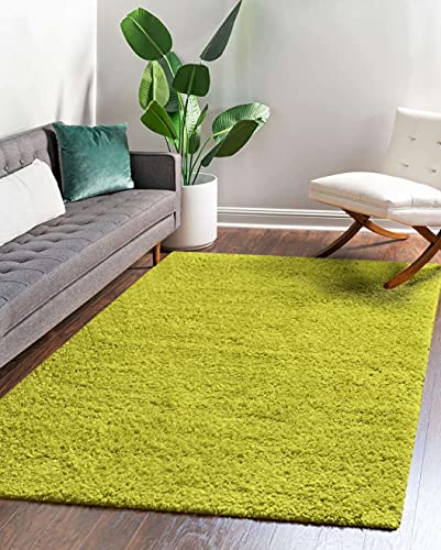 Shaggy Teppich Einfarbig - Langflor Hochflor 3 cm - Modern Teppiche fürs Wohnzimmer Schlafzimmer Esszimmer jeden Raum - Rechteckig Viele Farben & Größe - Grün 90 x 200 cm von Carpeto Rugs