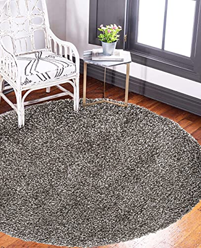 Carpeto Rugs Shaggy Teppich Rund Einfarbig - Langflor Hochflor 3 cm - Modern Teppiche fürs Wohnzimmer Schlafzimmer Esszimmer jeden Raum - Viele Farben & Größe - Grau Beige 140 x 140 cm von Carpeto Rugs