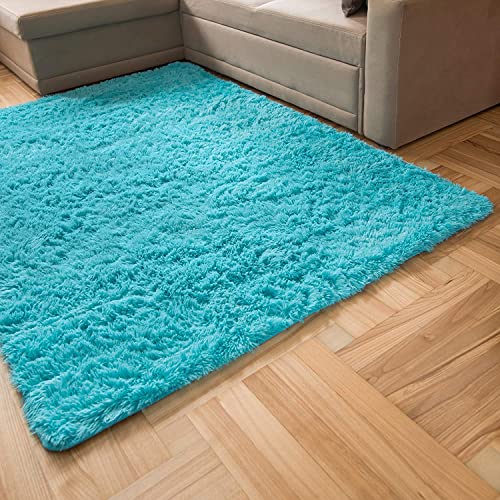 Carpeto Rugs Shaggy Teppich Wohnzimmer Flauschig - Wohnzimmerteppich Modern - Flauschiger Kuschelteppich Hochflor - Weich Langflor Teppich Kinderzimmer, Schlafzimmer - Türkis - 200 x 300 cm von Carpeto Rugs