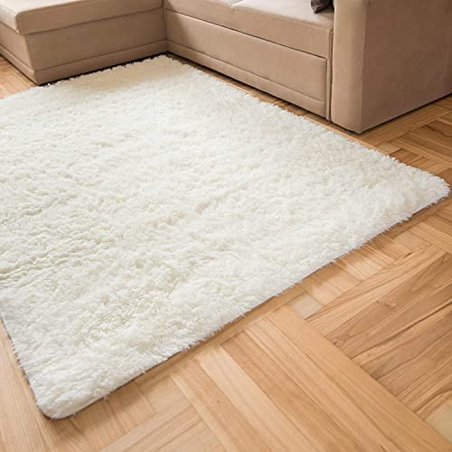 Carpeto Rugs Shaggy Teppich Wohnzimmer Flauschig - Wohnzimmerteppich Modern - Flauschiger Kuschelteppich Hochflor - Weich Langflor Teppich Kinderzimmer, Schlafzimmer - Weiß - 200 x 300 cm von Carpeto Rugs