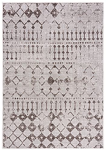 Carpeto Rugs Teppich In- & Outdoor Flachgewebt Kurzflor - UV und Witterungsbeständig - Flurteppich Balkon Terrasse Küche - Boho Muster Fußbodenheizung geeignet - Beige 140 x 200 cm von Carpeto Rugs