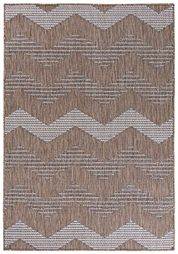 Carpeto Rugs Teppich In- & Outdoor Flachgewebt Kurzflor - UV und Witterungsbeständig - Flurteppich Balkon Terrasse Küche - Chevron Muster Fußbodenheizung geeignet - Beige Braun 160 x 230 cm von Carpeto Rugs