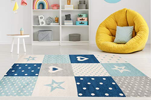 Carpeto Rugs Teppich Kinderzimmer Junge Mädchen - Kinderteppich für Spielzimmer Jugendzimmer - Viele Farben und Größen Pastellfarben Türkis Blau Navy 180 x 260 cm von Carpeto Rugs