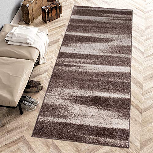 Carpeto Rugs Teppich Läufer Flur - Modern Teppichläufer - Kurzflor, Weich - Flurläufer für Wohnzimmer, Schlafzimmer - Teppiche - Meterware - Braun - 90 x 200 cm von Carpeto Rugs