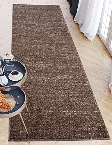 Carpeto Rugs Teppich Läufer Flur - Modern Teppichläufer - Kurzflor, Weich - Flurläufer für Wohnzimmer, Schlafzimmer - Teppiche - Meterware - Braun Dunkelbraun - 70 x 250 cm von Carpeto Rugs