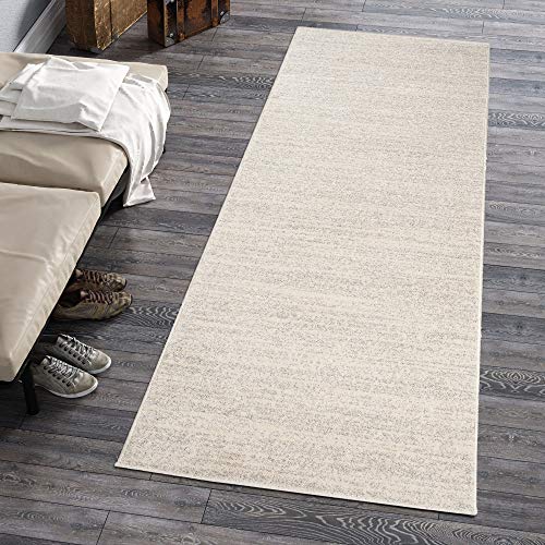 Carpeto Rugs Teppich Läufer Flur - Modern Teppichläufer - Kurzflor, Weich - Flurläufer für Wohnzimmer, Schlafzimmer - Teppiche - Meterware - Creme Weiß - 120 x 200 cm von Carpeto Rugs