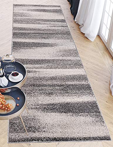 Carpeto Rugs Teppich Läufer Flur - Modern Teppichläufer - Kurzflor, Weich - Flurläufer für Wohnzimmer, Schlafzimmer - Teppiche - Meterware - Grau - 120 x 200 cm von Carpeto Rugs