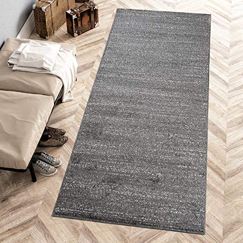 Carpeto Rugs Teppich Läufer Flur - Modern Teppichläufer - Kurzflor, Weich - Flurläufer für Wohnzimmer, Schlafzimmer - Teppiche - Meterware - Schwarz Grau - 120 x 600 cm von Carpeto Rugs