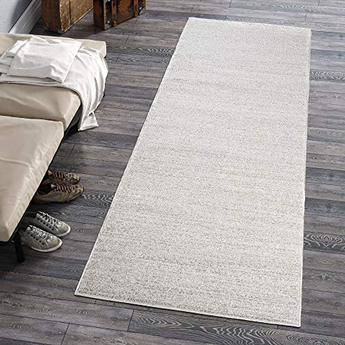 Carpeto Rugs Teppich Läufer Flur - Modern Teppichläufer - Kurzflor, Weich - Flurläufer für Wohnzimmer, Schlafzimmer - Teppiche - Meterware - hellgrau - 80 x 250 cm von Carpeto Rugs