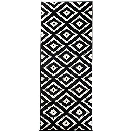 Carpeto Rugs Teppich Läufer Flur - Orientalisch Geometrisch Teppichläufer - Kurzflor, Weich - Flurläufer für Wohnzimmer, Schlafzimmer - Teppiche - Meterware - Schwarz - 100 x 500 cm von Carpeto Rugs