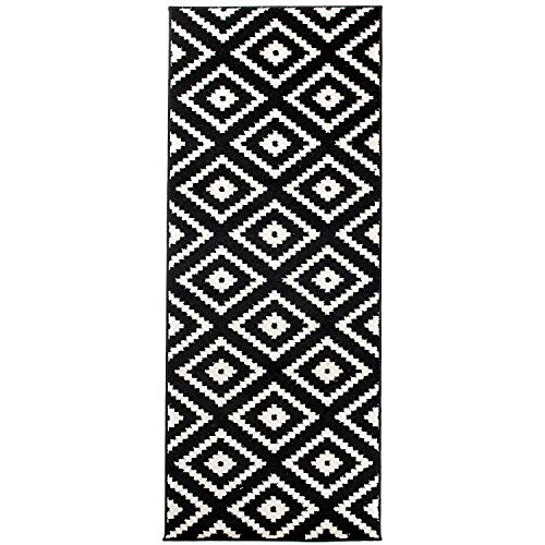 Carpeto Rugs Teppich Läufer Flur - Orientalisch Geometrisch Teppichläufer - Kurzflor, Weich - Flurläufer für Wohnzimmer, Schlafzimmer - Teppiche - Meterware - Schwarz - 120 x 500 cm von Carpeto Rugs