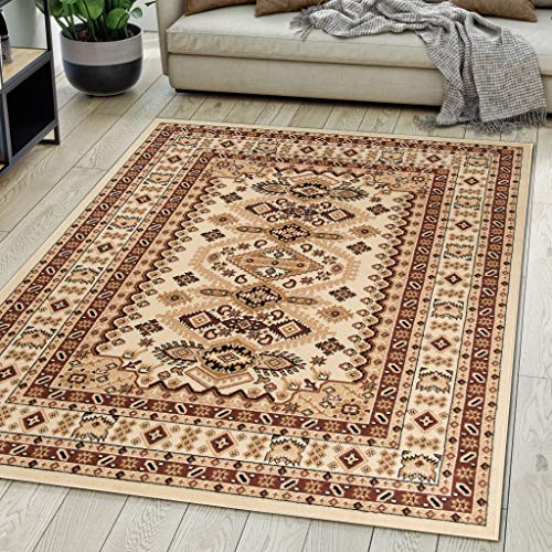 Carpeto Rugs Teppich Orientalisch Beige Klassisch Muster Kurzflor Öko-Tex Wohnzimmer 120 x 170 cm von Carpeto Rugs