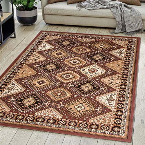 Carpeto Rugs Teppich Orientalisch Braun Klassisch Muster Kurzflor Öko-Tex Wohnzimmer 120 x 170 cm von Carpeto Rugs