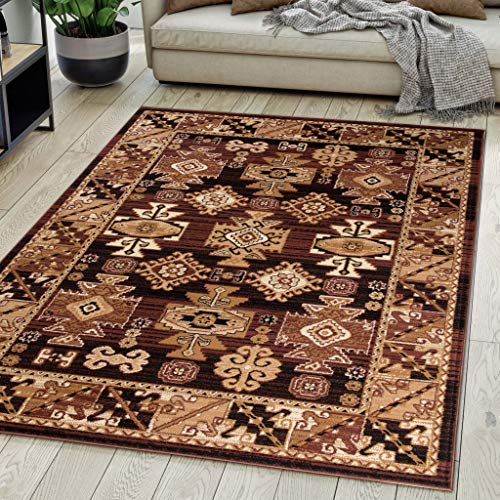 Carpeto Rugs Teppich Orientalisch Braun Klassisch Muster Kurzflor Öko-Tex Wohnzimmer 120 x 170 cm von Carpeto Rugs