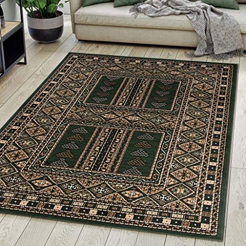 Carpeto Rugs Teppich Orientalisch Grün Klassisch Muster Kurzflor Öko-Tex Wohnzimmer 80 x 150 cm von Carpeto Rugs