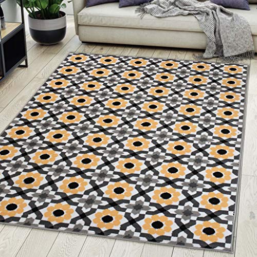 Carpeto Rugs Teppich Wohnzimmer Kurzflor Gelb Modern Geometrisch Muster Öko-Tex 160 x 220 cm von Carpeto Rugs