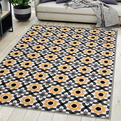Carpeto Rugs Teppich Wohnzimmer Kurzflor Gelb Modern Geometrisch Muster Öko-Tex 250 x 300 cm von Carpeto Rugs