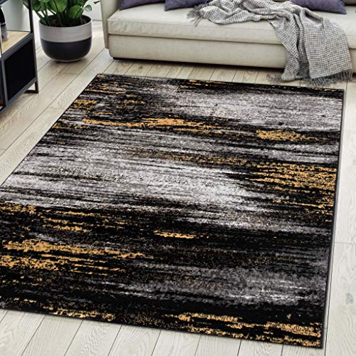 Carpeto Rugs Teppich Wohnzimmer Kurzflor Grau Modern Abstrakt Muster Öko-Tex 200 x 300 cm von Carpeto Rugs