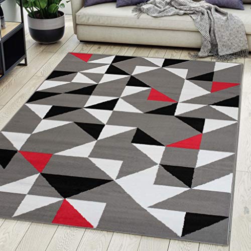 Carpeto Rugs Teppich Wohnzimmer Kurzflor Grau Modern Geometrisch Muster Öko-Tex 200 x 300 cm von Carpeto Rugs