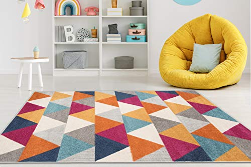 Carpeto Rugs Teppich Wohnzimmer Kurzflor Grau Modern Geometrisch Rauten Muster - Niedrigflor Teppich für Wohnzimmer Jugenzimmer Kinderzimmer/Öko-Tex Pastell Orange 120 x 170 cm von Carpeto Rugs