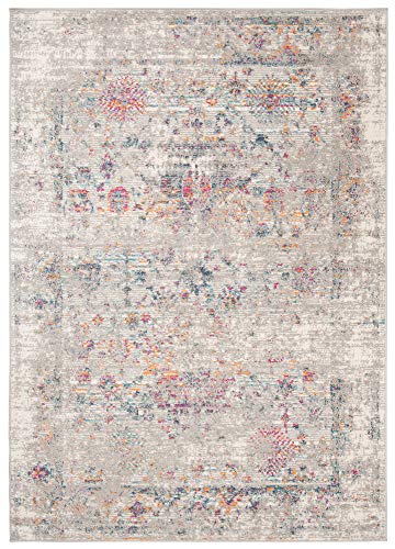 Carpeto Rugs Teppich Wohnzimmer Kurzflor Vintage Look Abstraktes Orientalisch Muster - Niedrigflor Teppich für Wohnzimmer, Schlafzimmer, Esszimmer - Versch. Größen Grau 200 x 290 cm von Carpeto Rugs