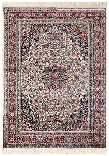 Carpeto Rugs Teppich mit Fransen Orientalisch in Creme Rot - Wohnzimmer Schlafzimmer - Klassisch Orient Muster dicht gewebt - Kurzflor Weiche Viskose - Faser 80 x 220 cm Carpeto Rugs Teppich mit Fransen Orientalisch in Creme Rot - Wohnzimmer Schlafzimmer - Klassisch Orient Muster dicht gewebt - Kurzflor Weiche Viskose - Faser 80 x 220 cm von Carpeto Rugs