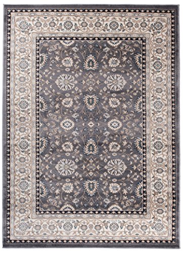 Carpeto Rugs Traditioneller Klassischer Teppich für Ihre Wohnzimmer - Grau Beige - Perser Orientalisches Ziegler Muster - Blumen Ornamente - Top Qualität Pflegeleicht AYLA 140 x 200 cm Groß von Carpeto Rugs