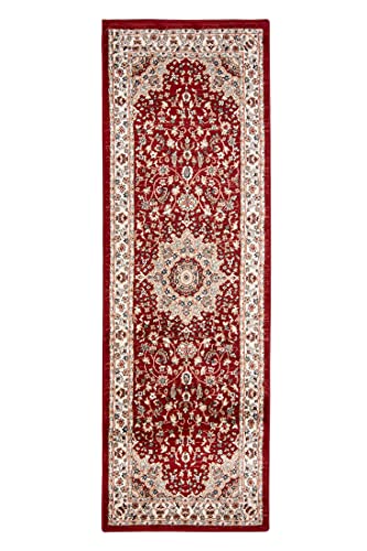 Carpeto Rugs Traditioneller Orientalischer Läufer Flur - Teppichläufer mit Blumen - Kurzflor - Weich Flurläufer für Wohnzimmer, Schlafzimmer - Teppiche - Ja - Rot von Carpeto Rugs
