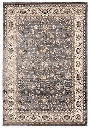 Carpeto Rugs Traditioneller Orientalischer Teppich mit Blumen - Kurzflor - Weich Teppich für Wohnzimmer, Schlafzimmer, Esszimmer - ÖKO-TEX Wohnzimmerteppich - Teppiche - Grau - 100 x 150 cm von Mazovia