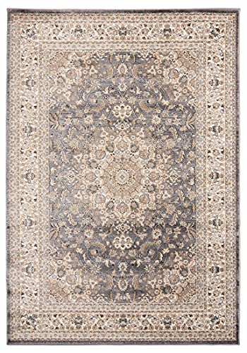 Carpeto Rugs Traditioneller Orientalischer Teppich mit Blumen - Kurzflor - Weich Teppich für Wohnzimmer, Schlafzimmer, Esszimmer - ÖKO-TEX Wohnzimmerteppich - Teppiche - Grau - 120 x 170 cm von Mazovia