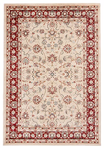 Carpeto Rugs Traditioneller Orientalischer Teppich mit Blumen - Kurzflor - Weich Teppich für Wohnzimmer, Schlafzimmer, Esszimmer - ÖKO-TEX Wohnzimmerteppich - Teppiche - Rot Beige - 120 x 170 cm von Carpeto Rugs