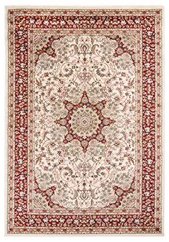Carpeto Rugs Traditioneller Orientalischer Teppich mit Blumen - Kurzflor - Weich Teppich für Wohnzimmer, Schlafzimmer, Esszimmer - ÖKO-TEX Wohnzimmerteppich - Teppiche - Rot Creme - 100 x 150 cm von Mazovia