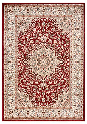 Carpeto Rugs Traditioneller Orientalischer Teppich mit Blumen - Kurzflor - Weich Teppich für Wohnzimmer, Schlafzimmer, Esszimmer - ÖKO-TEX Wohnzimmerteppich - Teppiche - Rot weinrot - 100 x 150 cm von Carpeto Rugs