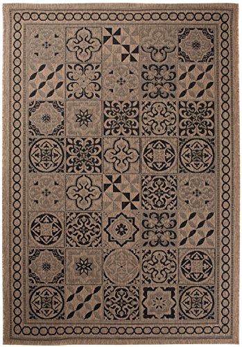 Carpeto Sisal Teppich Beige 120 x 170 cm Marokkanisches Fliesenmuster Muster Flachgewebe Sisal Kollektion von Carpeto Rugs