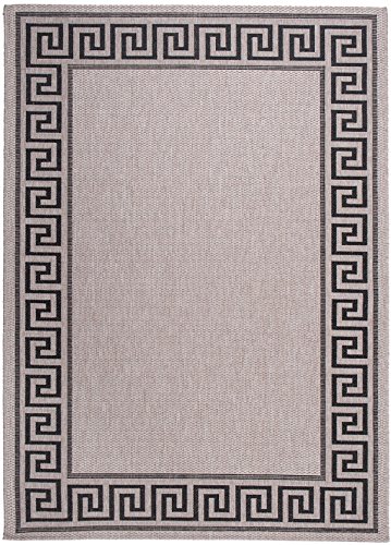 Carpeto Sisal Teppich Silber/Beige 120 x 170 cm Bordüre Muster Flachgewebe Sisal Kollektion von Carpeto Rugs