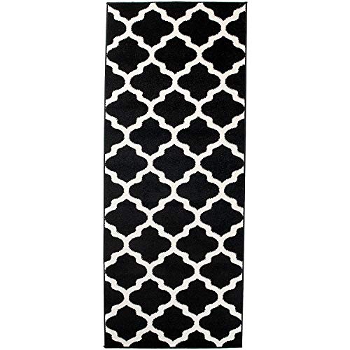 Carpeto Teppich Läufer Flur - Marokkanisches Teppichläufer – Kurzflor, Weich - für Wohnzimmer Schlafzimmer - ÖKO-TEX Zertifiziert - Furuvik Kollektion - Schwarz - 70 x 150 cm von Carpeto Rugs